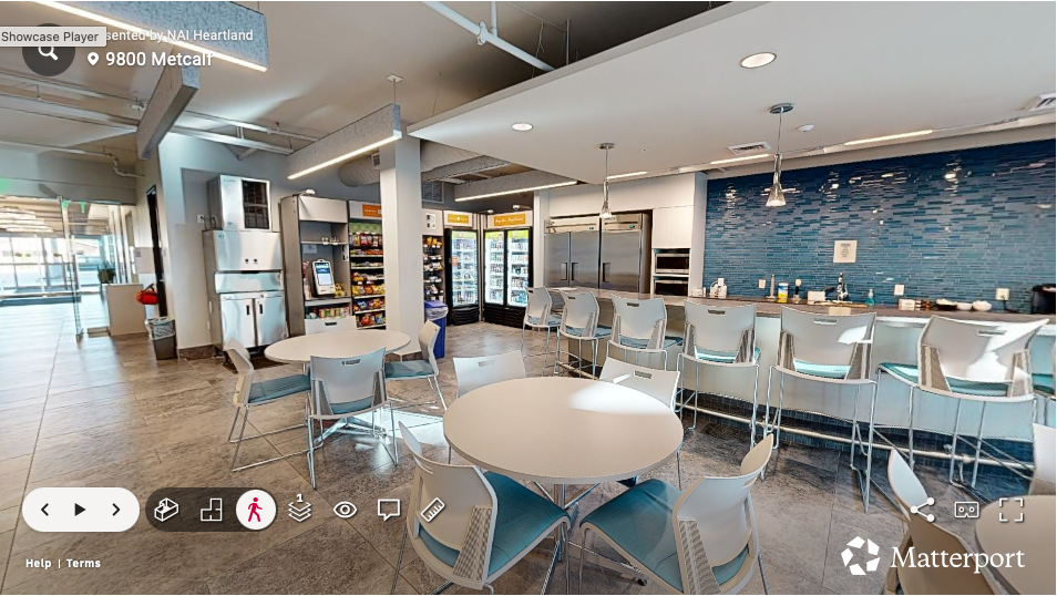 Matterport 3D virtual tour walkthrough of a commercial cafeteria